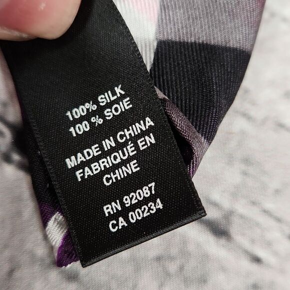 🐞NWT Saks Fifth Avenue Silk Multicolored Patterned Scarf - Picture 12 of 13